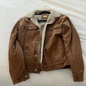 Tan corduroy jacket with Sherpa interior